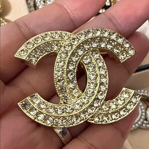 Elegant Gold Crystal Brooch